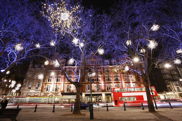Christmas lights at King's Cross in London