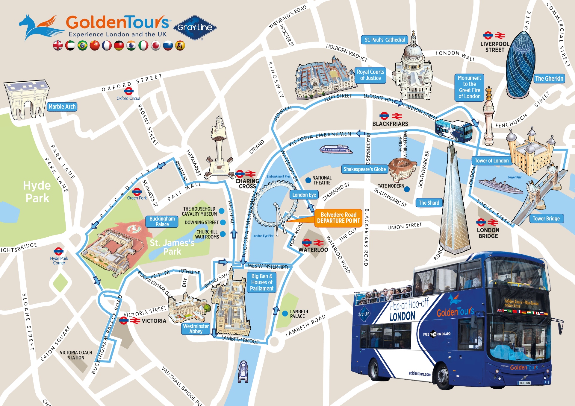 golden tours london route