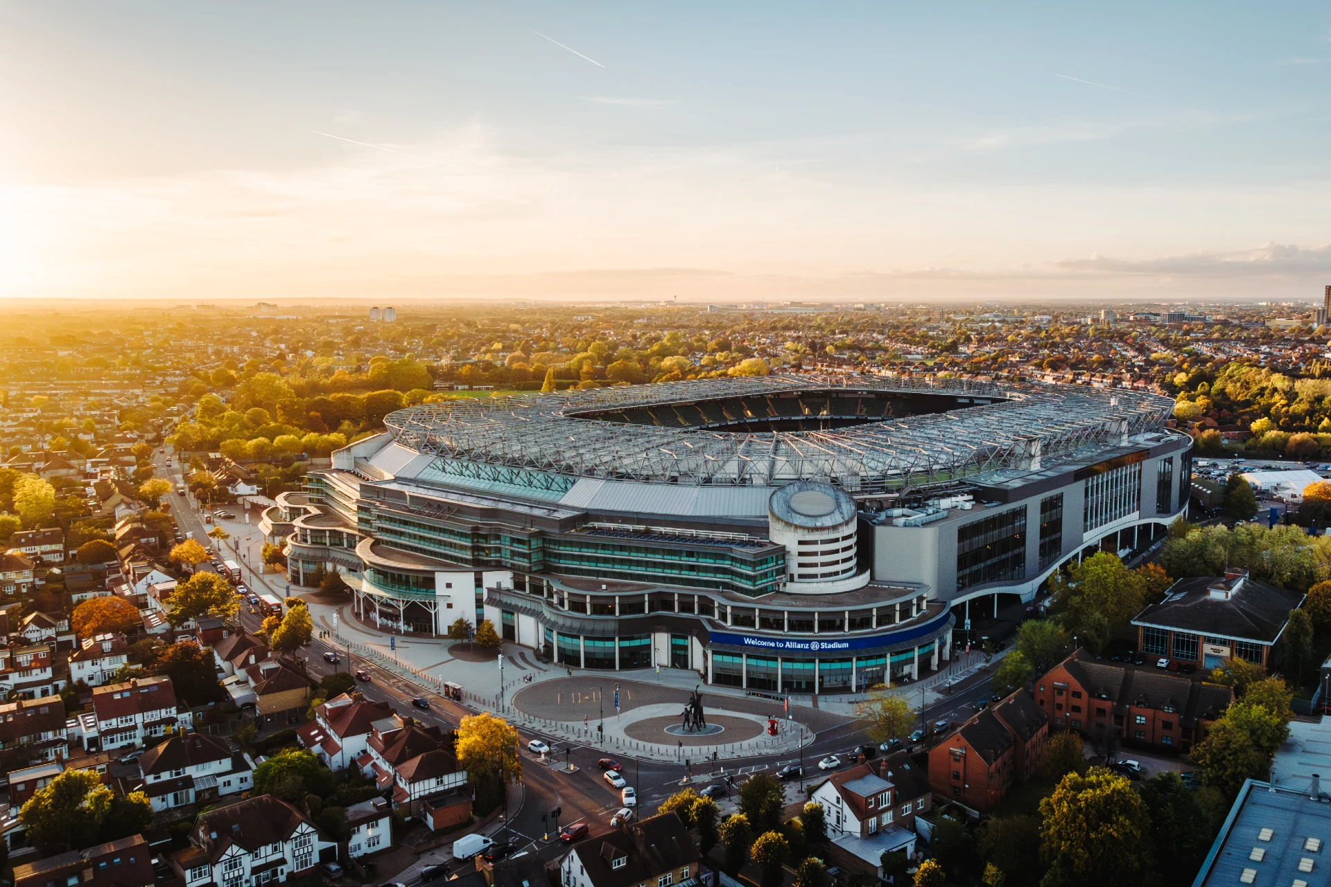 Exterior of Stadium at Sunset