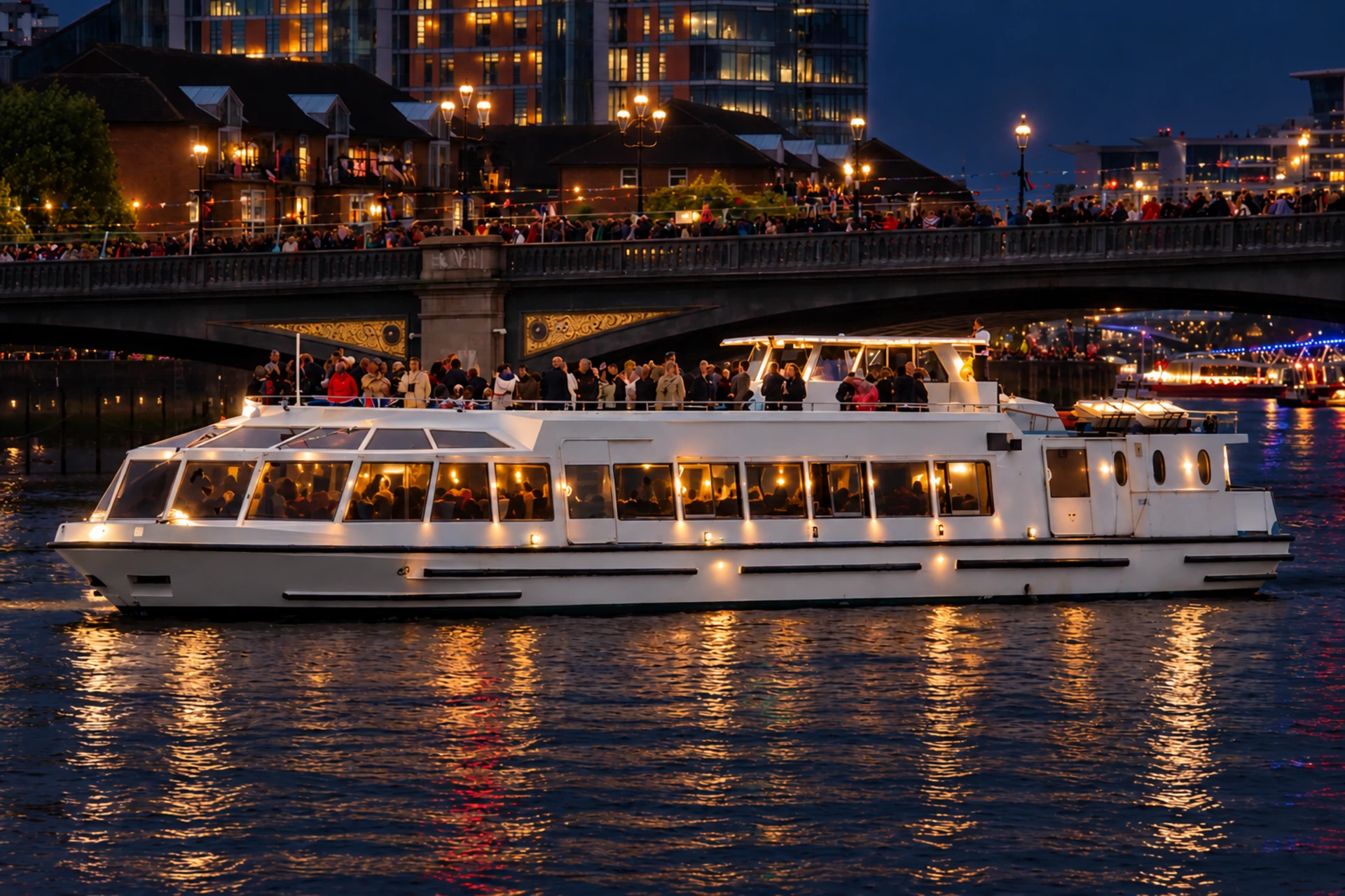 Flag Free Night Cruise Beneath the Bridge