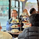 Fun on the Snowman Tea Bus