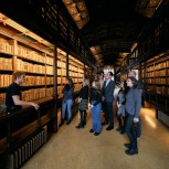 Long view of Arts end with group and guide