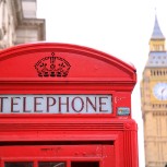 Red telephone box with Big Ben