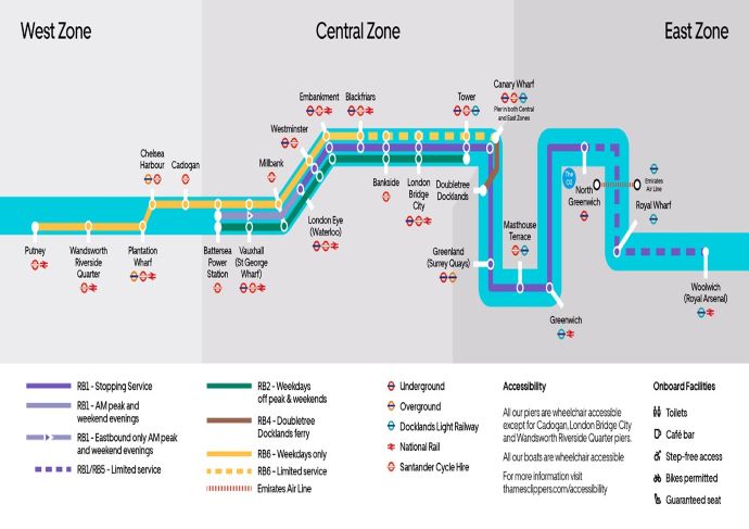 Uber Boat by Thames Clipper Routemap