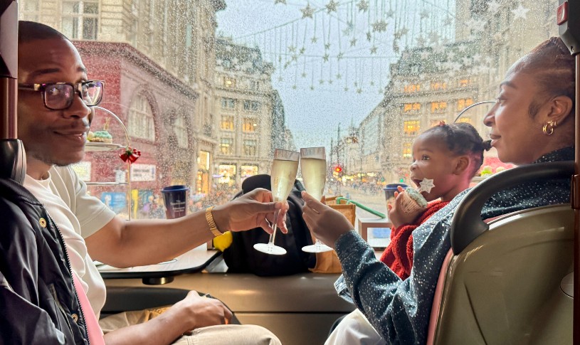 Cheers on The Snowman Afternoon Tea Bus