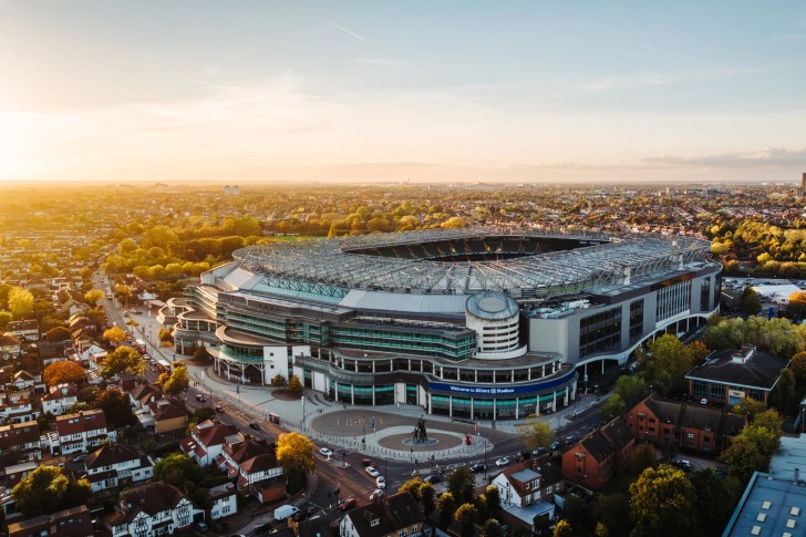 Exterior of Stadium at Sunset