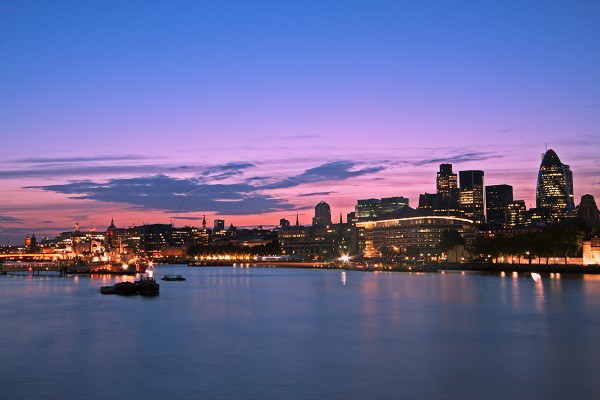 London Canary Wharf sunset