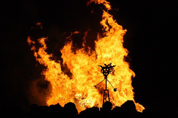 Burning effigy on Bonfire Night