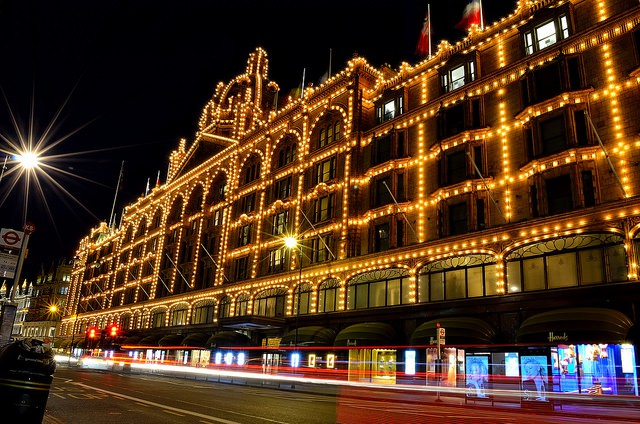 Harrods at night