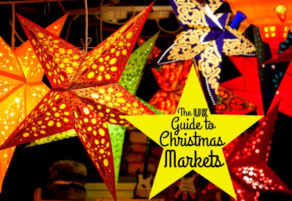 A yellow star with the text 'The UK Guide to Christmas Markets'.