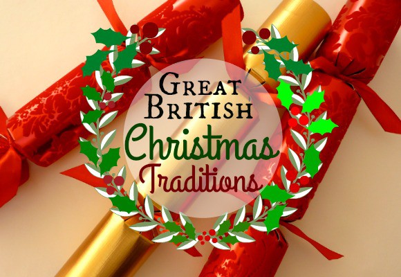A photo of Christmas crackers with the text 'Great British Christmas Traditions'.