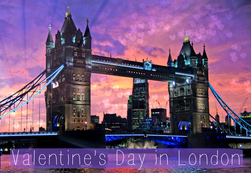 A photo of London Bridge with the text "Valentine's Day in London".