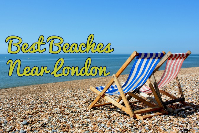A photo of a deckchair on a beach, with the text 'Best Beaches Near London'.