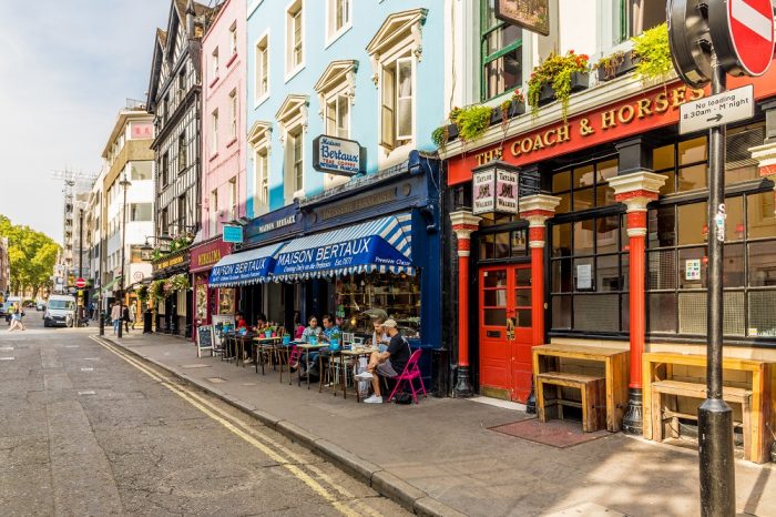 Greek Street in Soho, Shutterstock