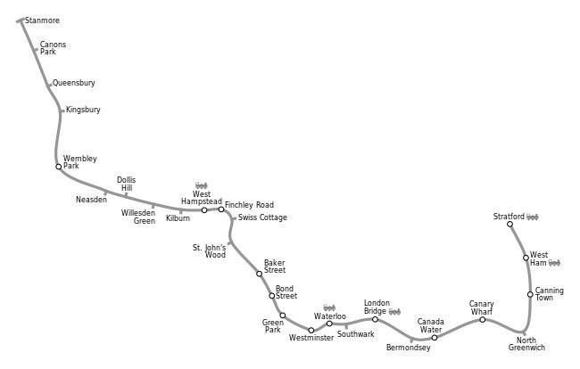 Map of Jubilee Line