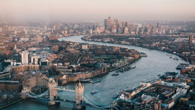 A photo of the River Thames, displaying Tower Bridge.